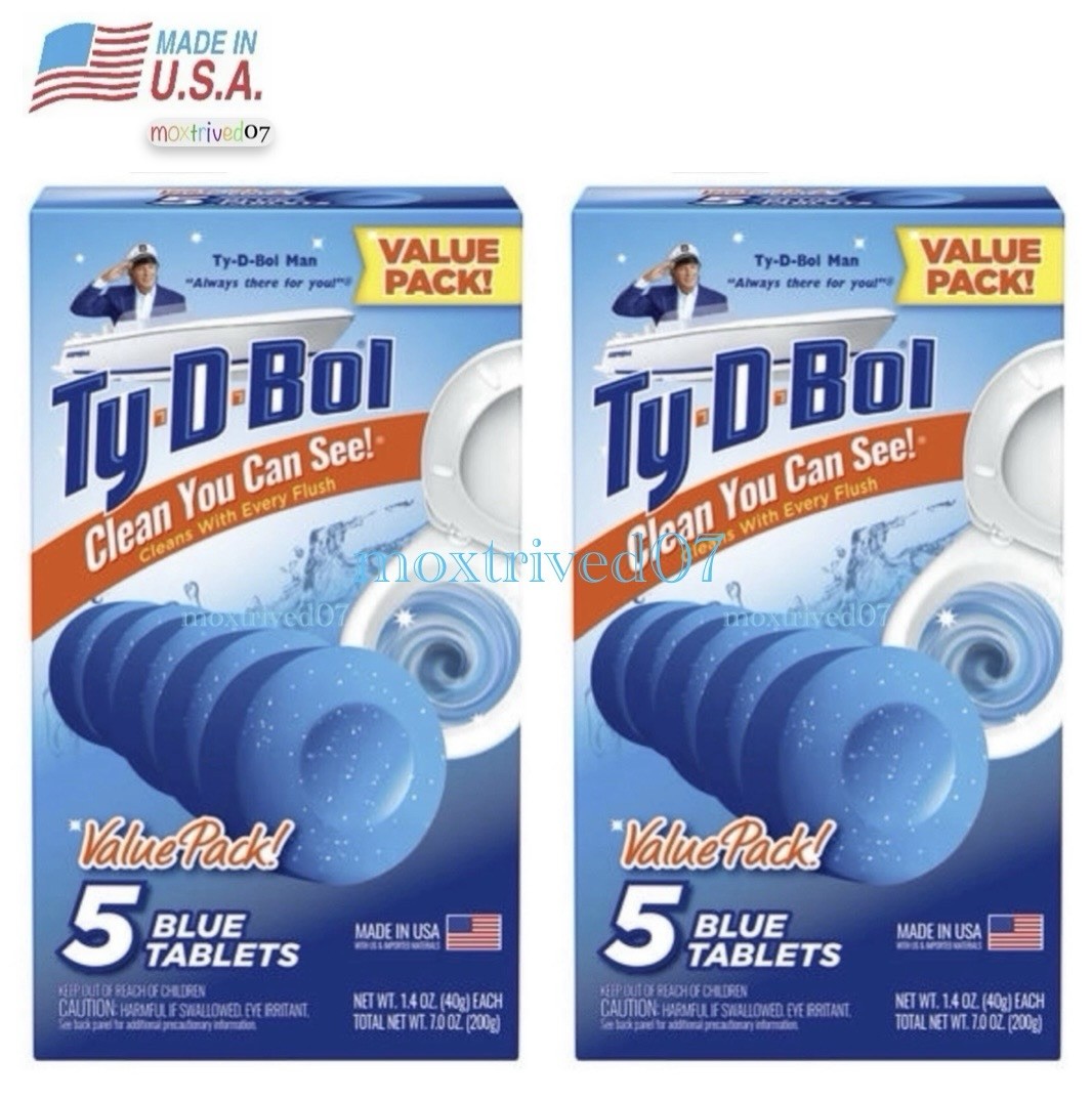 Ty-D-Bol® 2 Boxes x 5 Ct Value Packs, 10 Tablets Total, Toilet Bowl Cleaner Blue