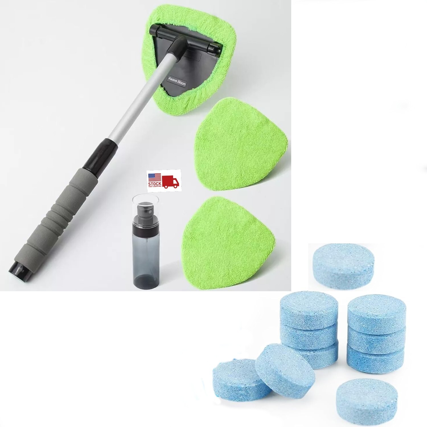Windshield Cleaning Tool Kit Car Window Glass Wiper Cleaner Brush Pad Extendable