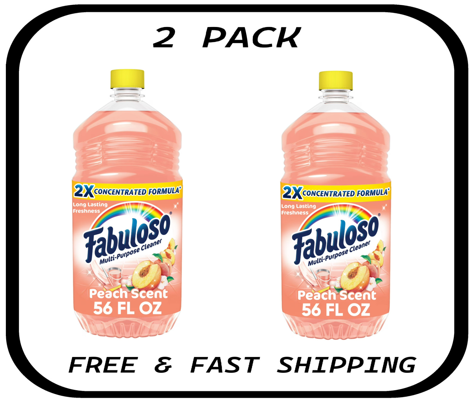 (2 PACK) Fabuloso All Purpose Floor Surface Cleaner, Peach Scent, 56 fl oz
