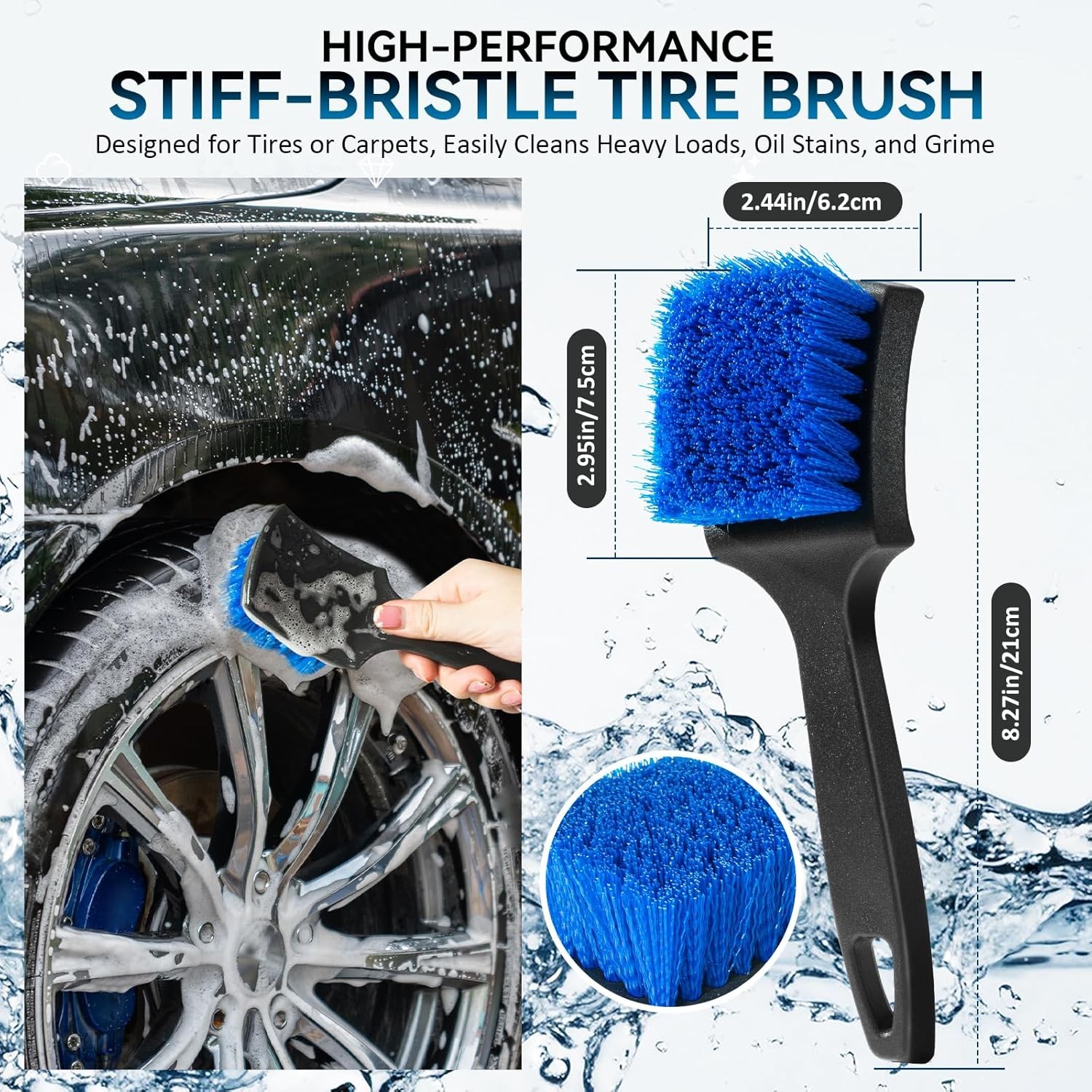 Tire Brushes for Cleaning Tires, Car Wheel Brushes for Cleaning Wheels, Rim Clea