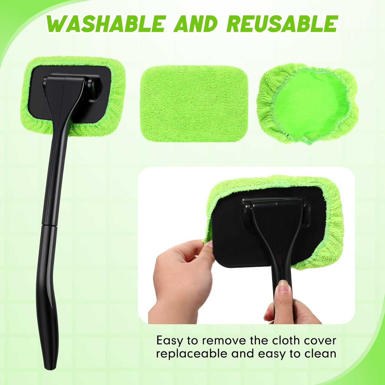 8 Pcs Car Windshield Cleaner Tool Kit with Removable Handle, Microfiber Towel Pa