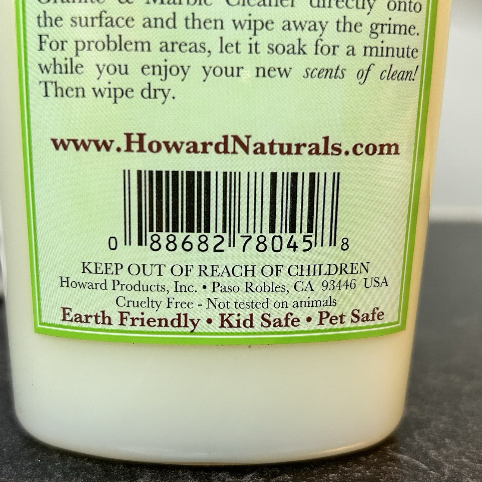Howard Natural Granite & Marble Cleaner 12 Oz Discontinued Lemongrass Lime