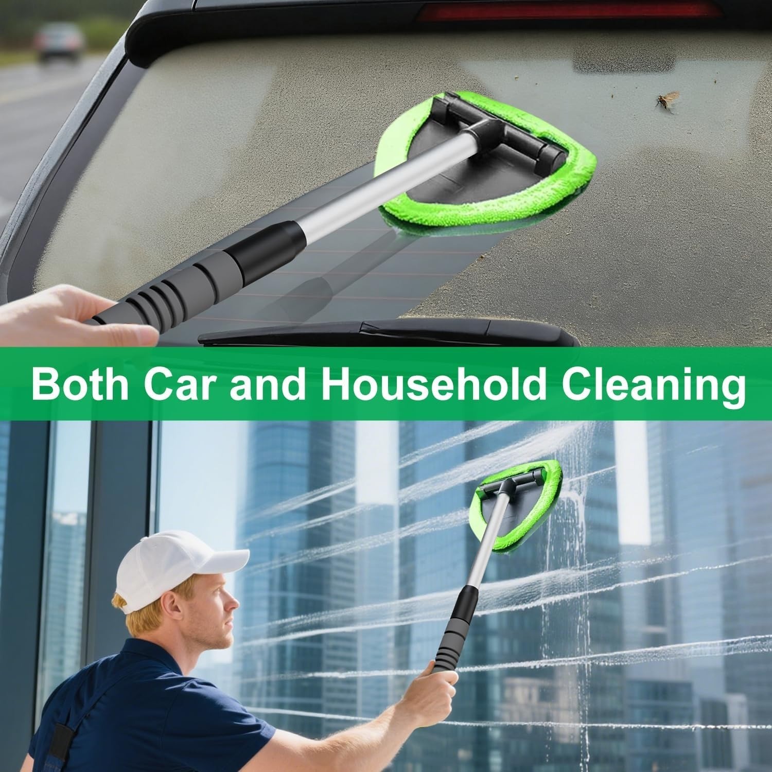 Portable Window Windshield Cleaing Tool Microfiber Car Wiper Cleaner Glass Brush