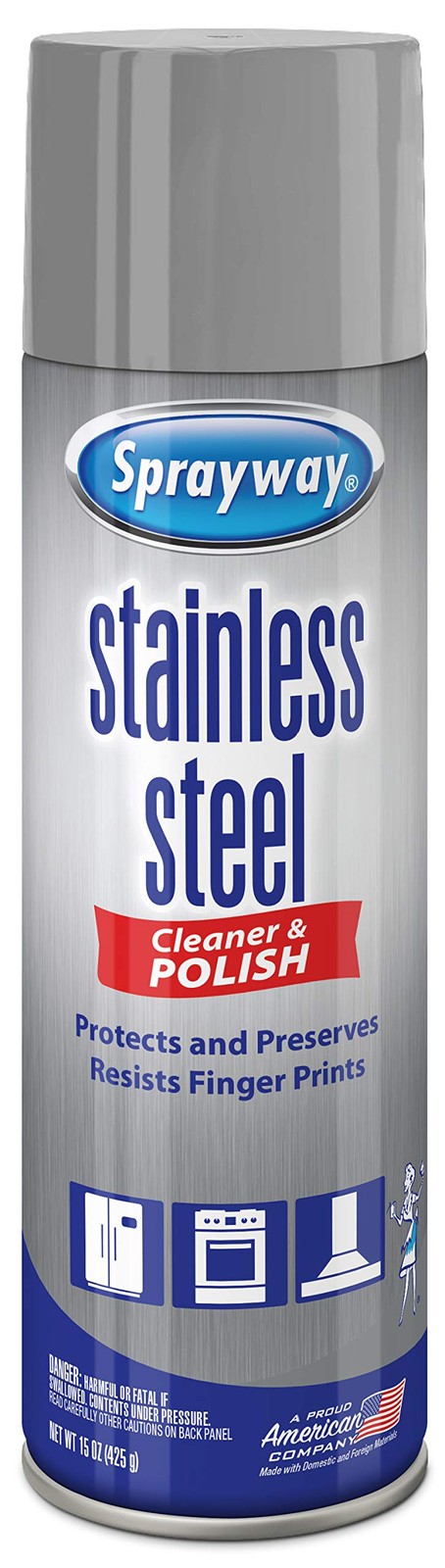 Sprayway Water-Based Stainless Steel Cleaner, 15 Ounce (Pack of 1), No Color