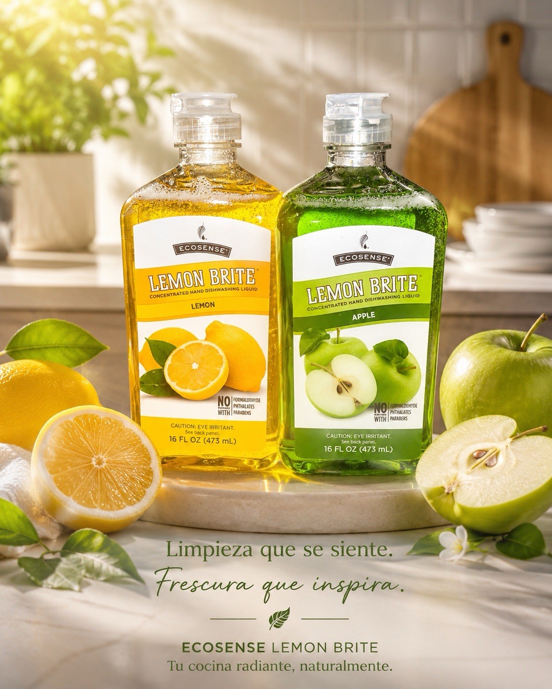 2 Melaleuca Ecosense Lemon Brite Dishwashing Liquid 16 Oz 1 Apple & 1 Lemon