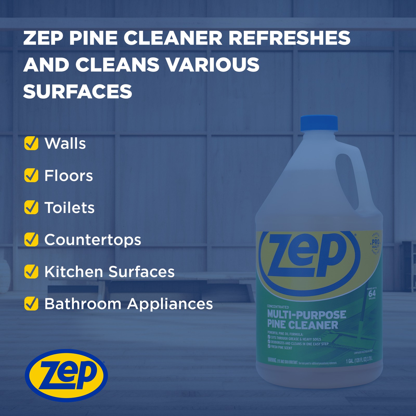 Zep Concentrated Multi-Purpose Pine Cleaner – 128 oz (Case of 4)- ZUMPP128 –