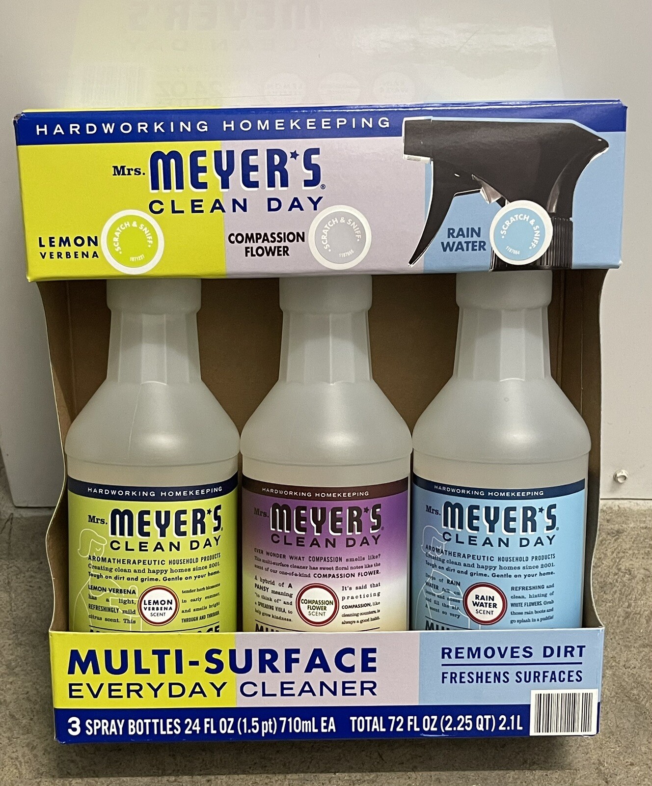 72 Oz Total New Mrs Meyers Multi-Surface Spray Lemon, ,Compassion Flower, Rain