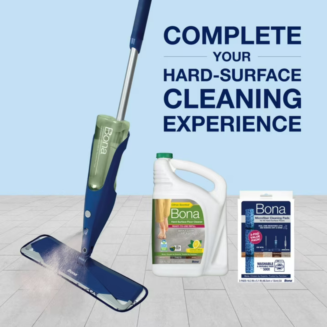 Bona Multi-Surface Floor Cleaner Refill, 128 fl oz, Lemon Mint, For Tile & Vinyl