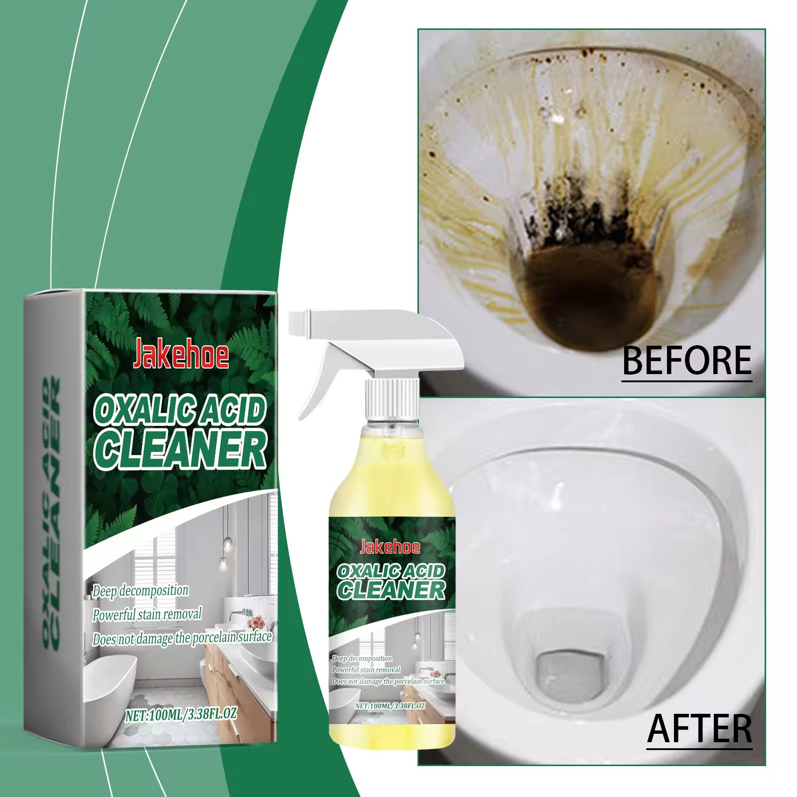 1~3 Pack Ox-alic Acid Cleaner Spray, Powerful Stain Removal for Toilet Bathroom