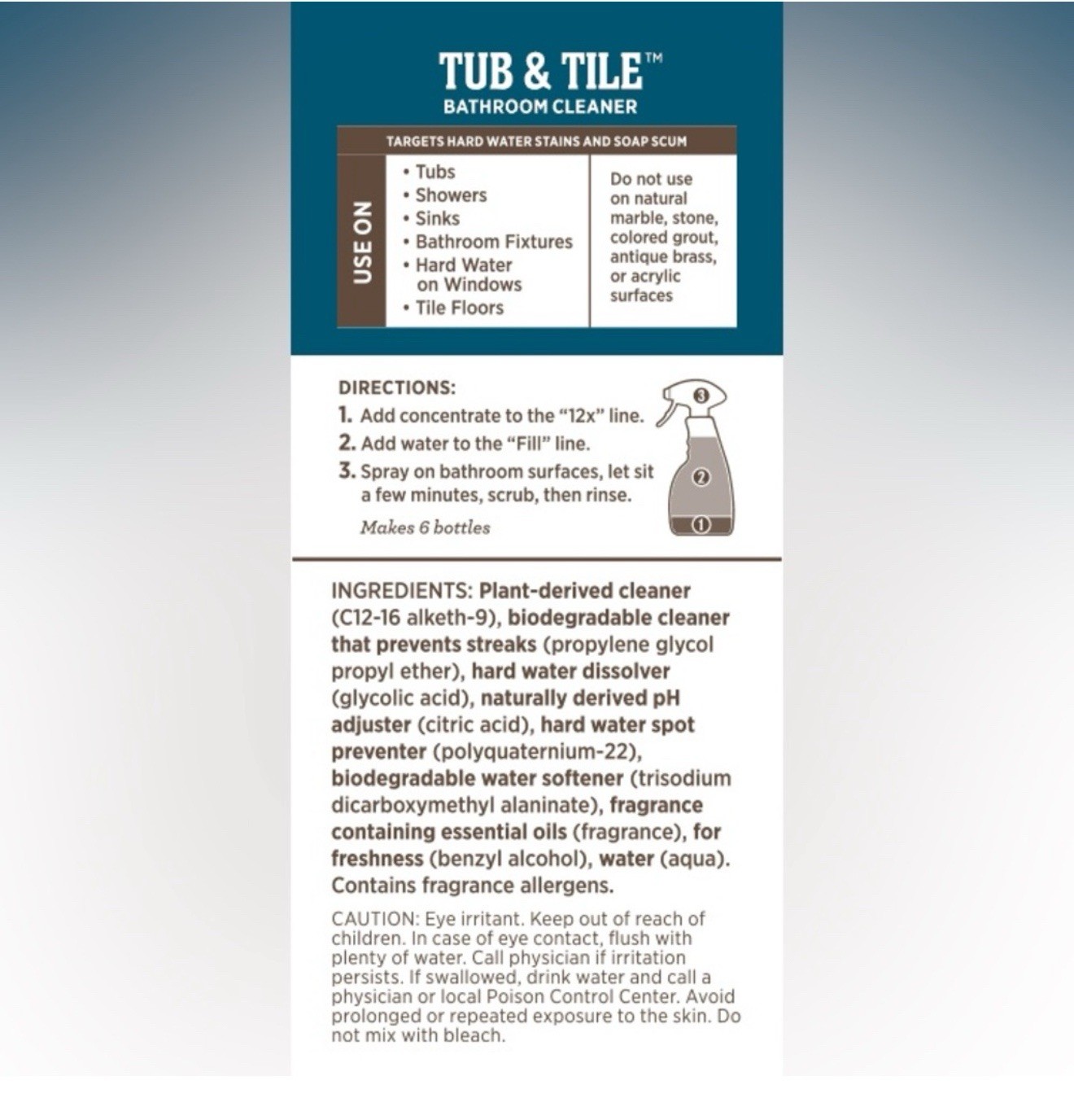 Melaleuca Ecosense TUB & TILE 12x Super Concentrated Bathroom Cleaner & Sprayer