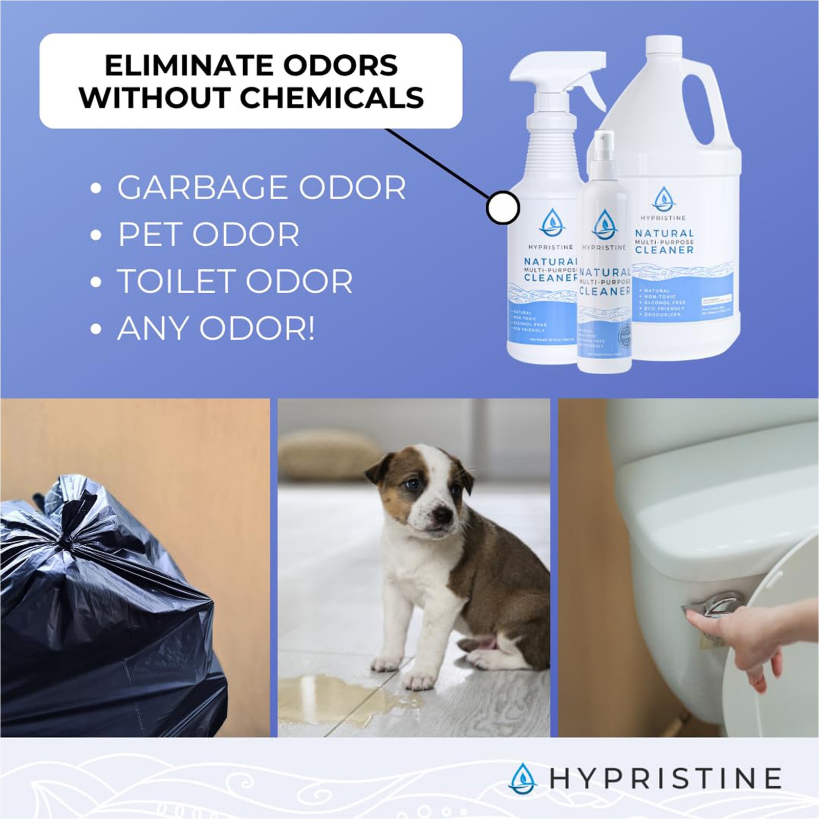 Hypristine Natural Multipurpose Surface Cleaner, 128 fluid Ounce Bottle, 4 Pack