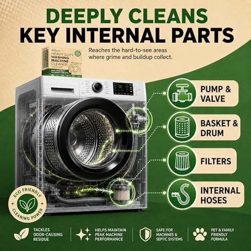 Renuv® Heavy Duty Washing Machine Cleaner and Descaler – Deep Cleaning Tablet…