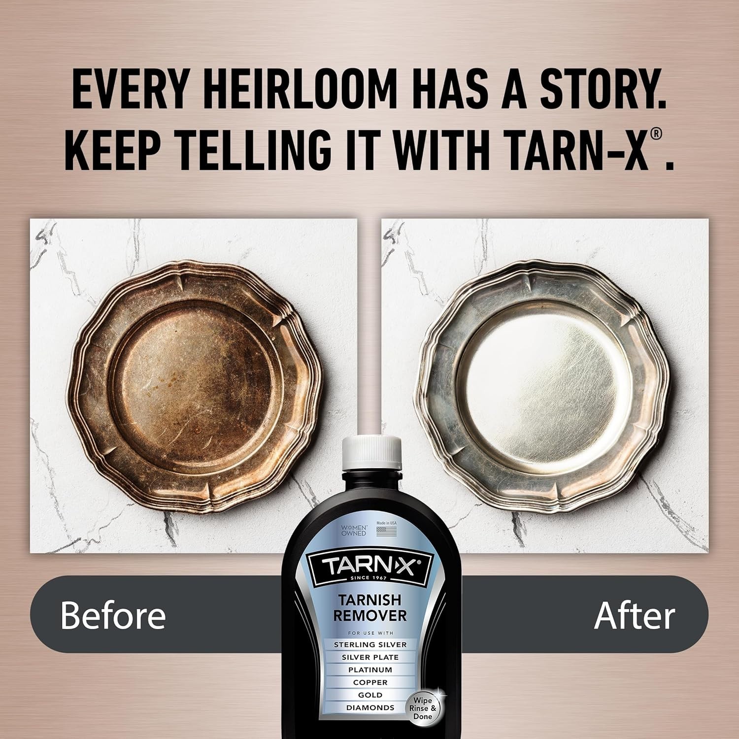 Tarn-X Tarnish Remover 12oz Silver Gold Jewelry Cleaner Wipe & Rinse NEW