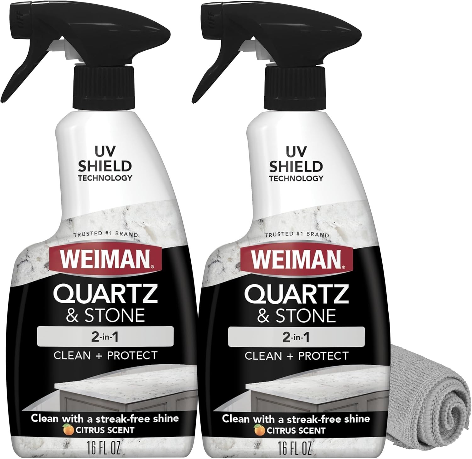 Quartz Countertop Care Essentials: 2 Pack Spray & Micro Towel – Citrus Fresh