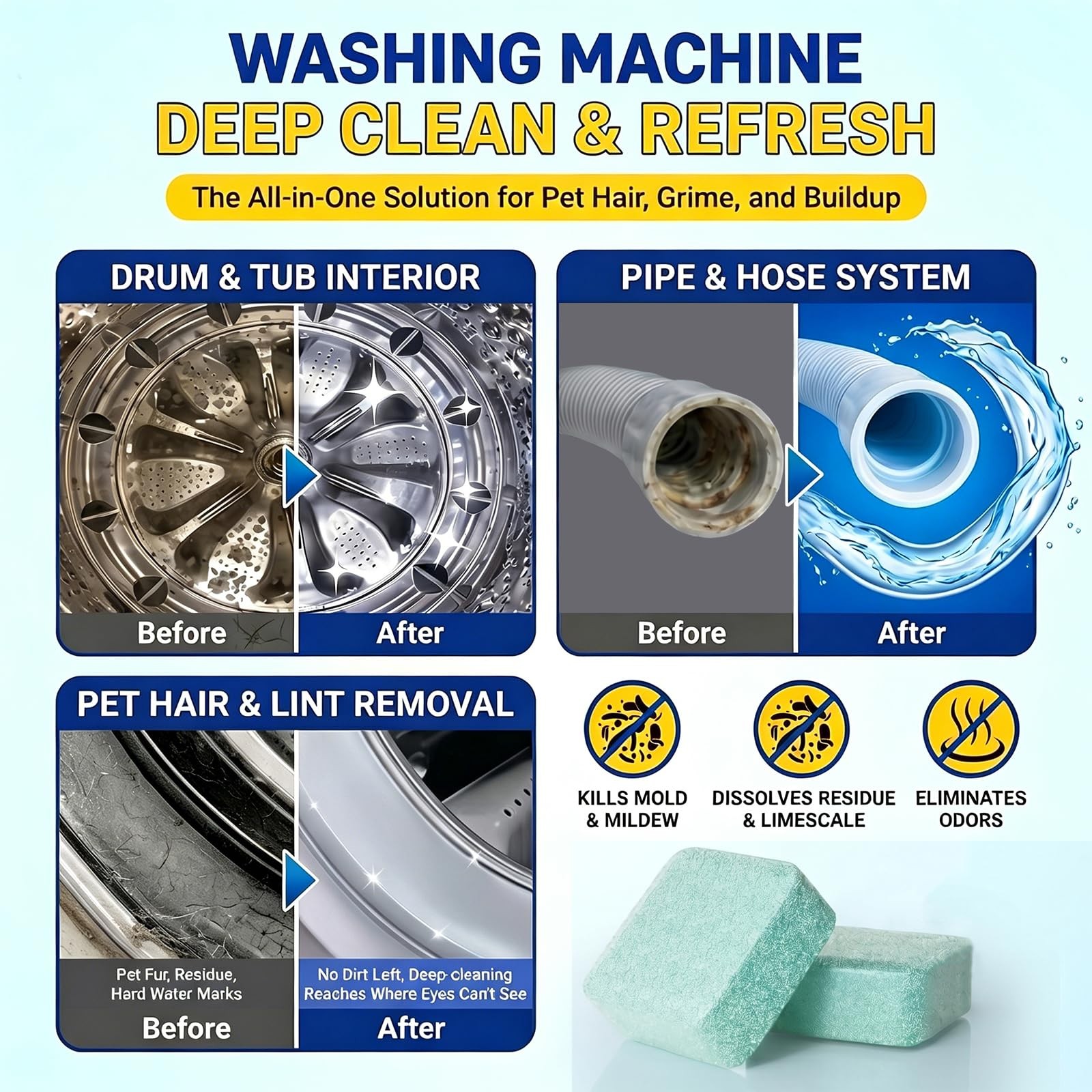 Washing Machine Cleaner, Washer Machine Cleaner 15 Pcs + Dryer Vent Cleaner K…