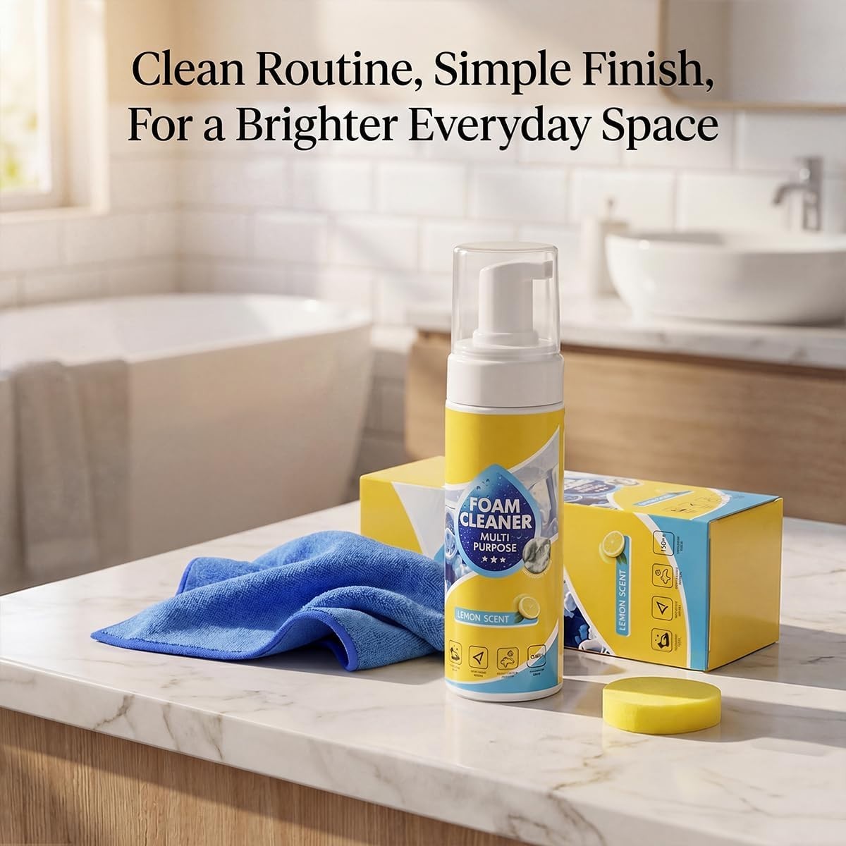 4-in-1 Multi-Enzyme Foam Cleaner, All-Purpose Spray 5oz with Sponge & Towel