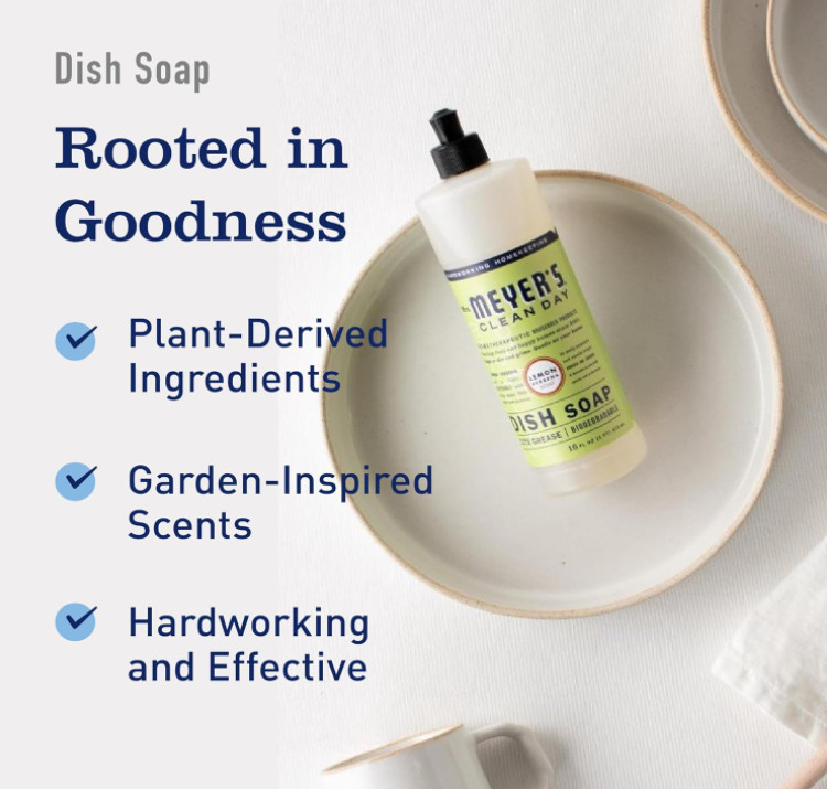 4 Pack – Mrs. Meyer’s Clean Day Dish Soap – Lemon Verbena + 2 Microfiber Cloth