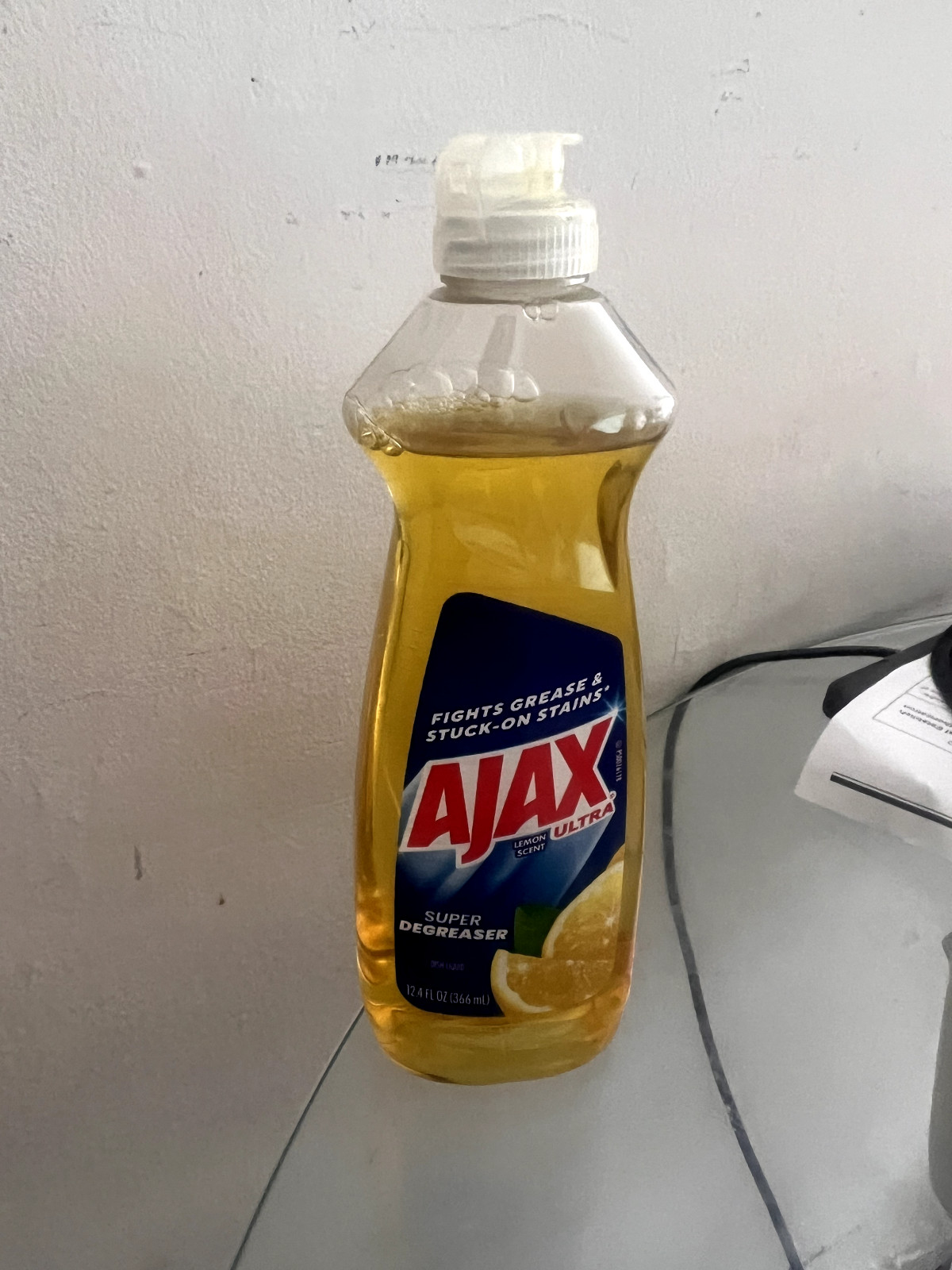 Ajax Ultra Liquid Dish Soap Lemon Scent, Super Degreaser, 12.4 oz Bottle