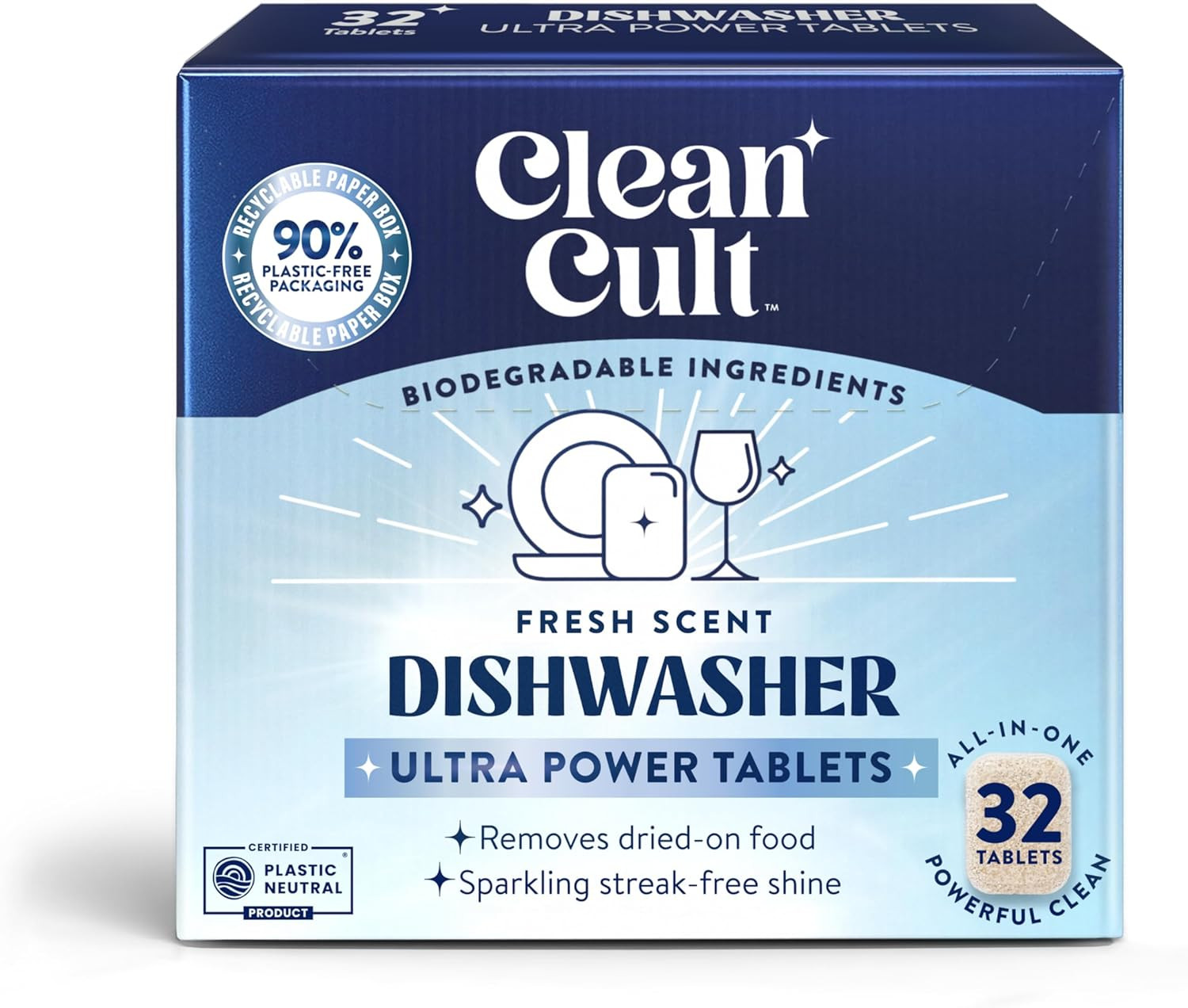 Ultra Power Dishwasher Detergent Pods for Sparkling Streak-Free Shine, All-In-On