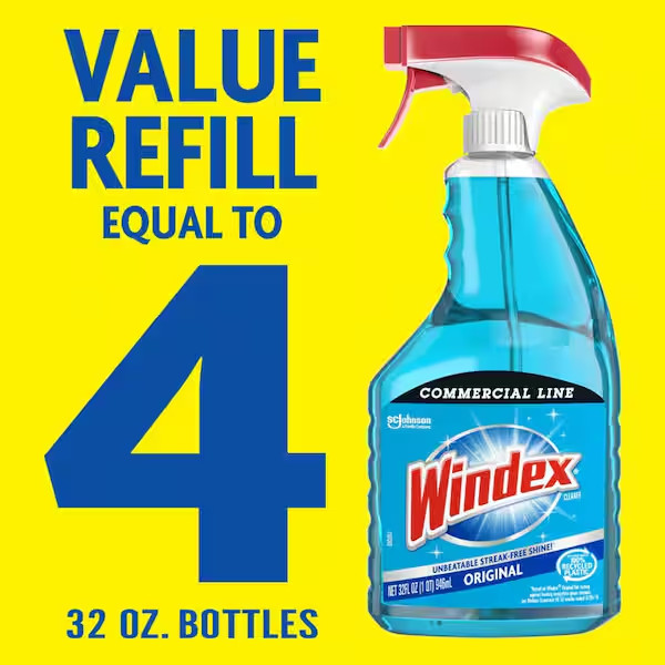 2 Pack – Windex 128 oz. Commercial Original Glass Cleaner Refill- Fast Shipping