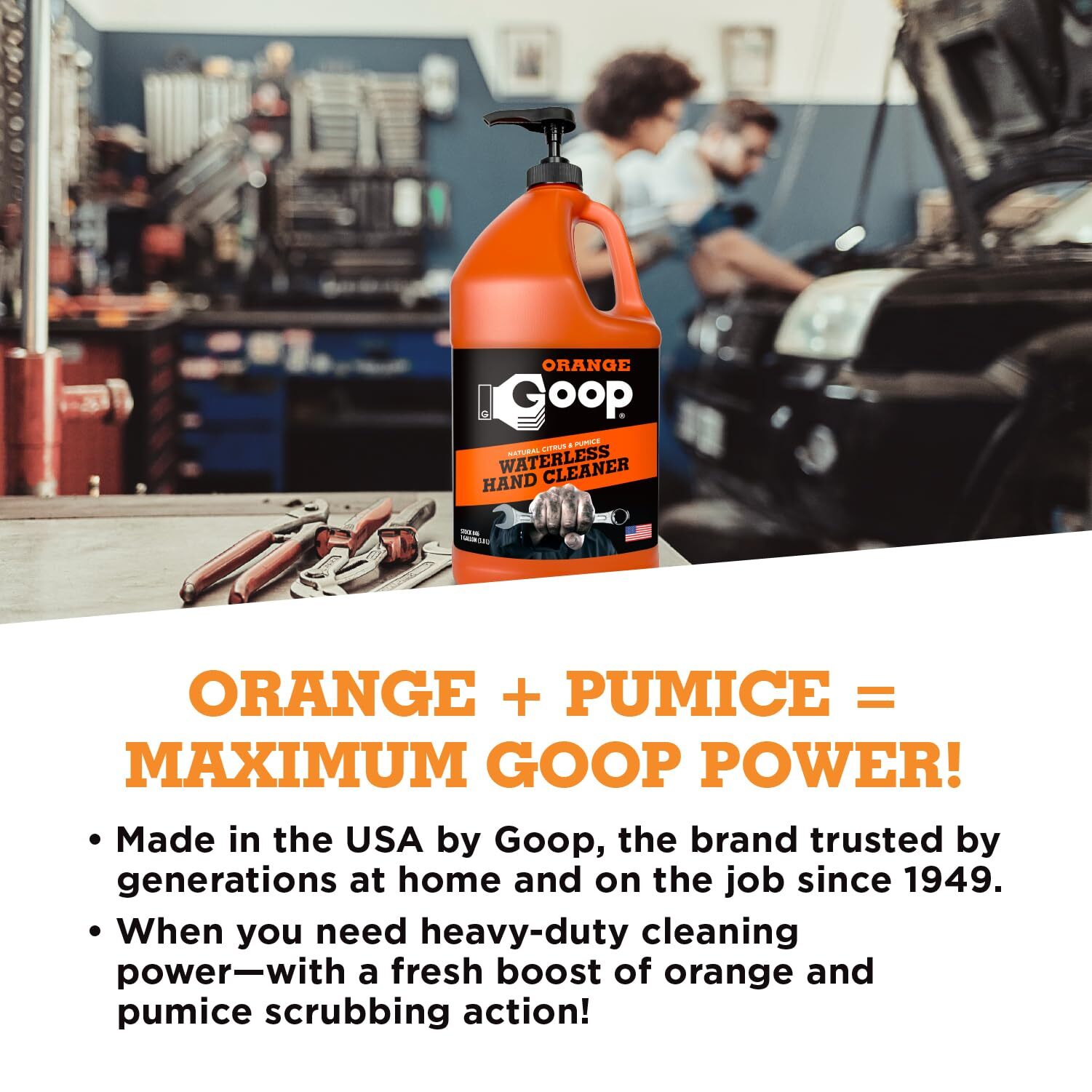 Orange Goop Hand Cleaner Liquid with Pumice 128 Fl Oz Citrus Cleaning Agent