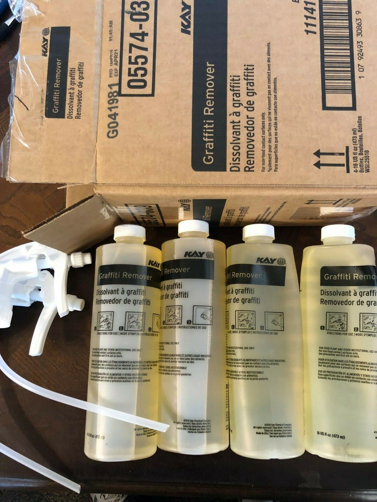 1 CASE Kay Ecolab Graffiti Remover 05574-039 (4-16 fl oz bottles & 2 sprayers)