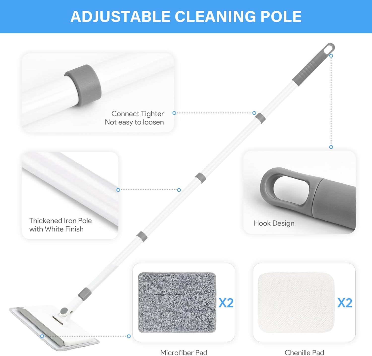 Baseboard Cleaner Tool with Handle, DELUX Baseboard Cleaner with Extendable Long