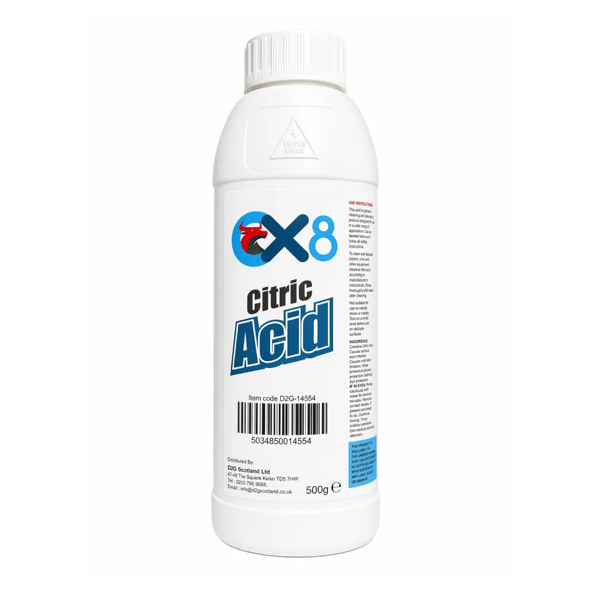 Citric Acid 500g Multi-Purpose Descaler Cleaner Removes Limescale Kettles