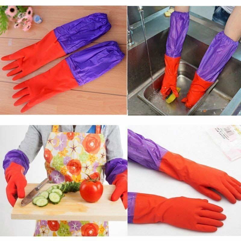 Kitchen Waterproof Long Dishwashing Cleaning Latex Washing Gloves PVC Housework