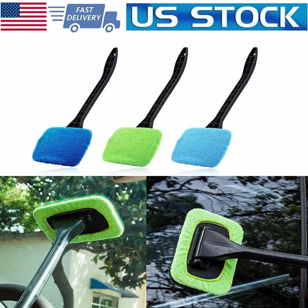 3 Pack Window Windshield Cleaning Tool Microfiber Car Wiper Cleaner Glass Brush
