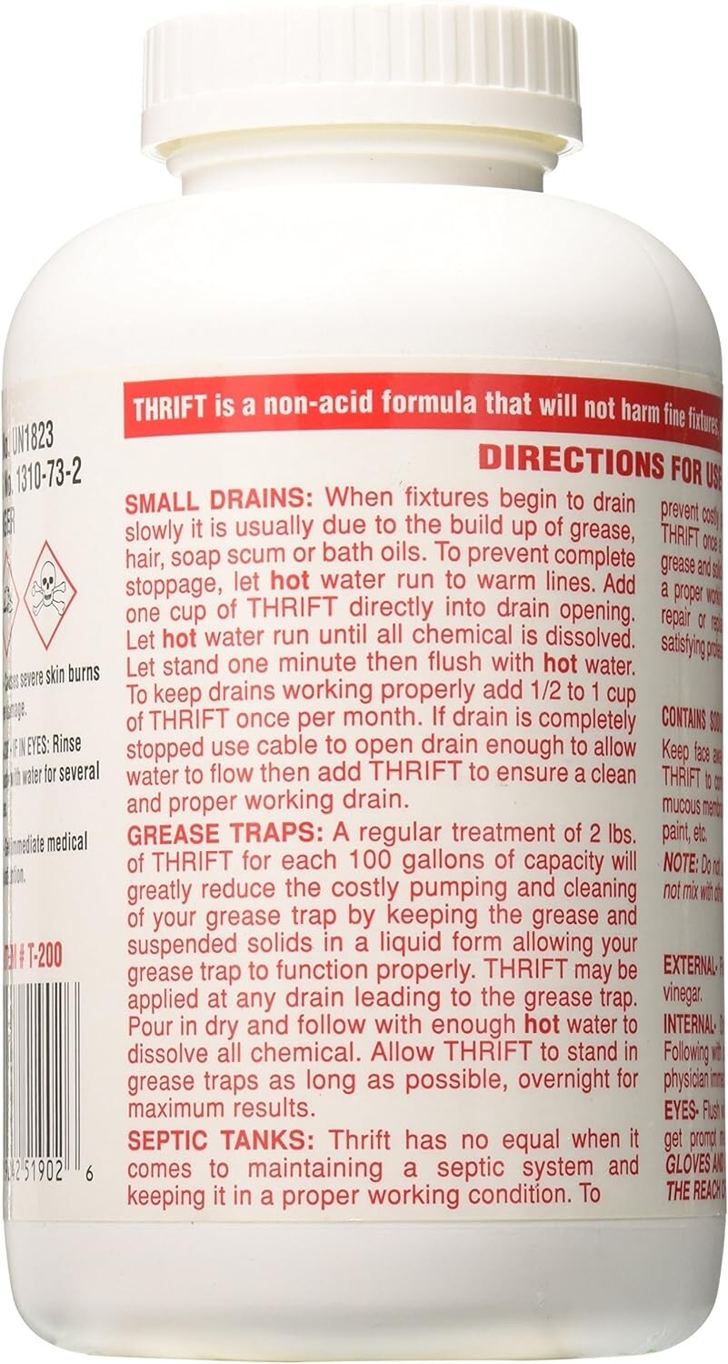 Thrift T-200 Alkaline Based Granular Drain Cleaner – 2 Pound (2 lb)