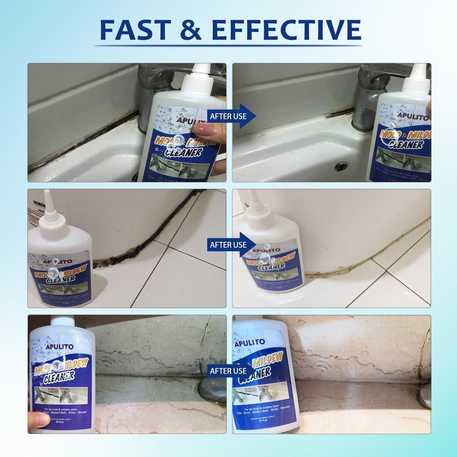 APULITO Home & Stain Cleaner Gel 10oz Shower Tile Grout Kitchen Cleaner