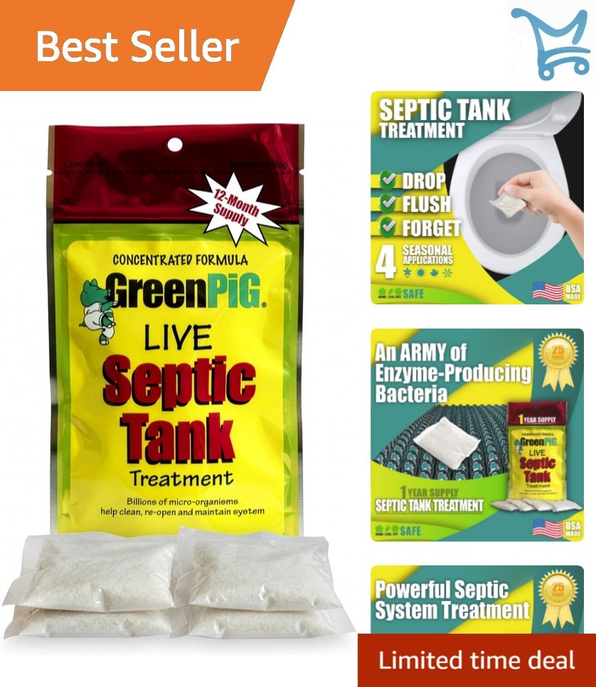 Septic Tank Enzyme Treatment Packets 1- Supply Prevent Clogs Odors