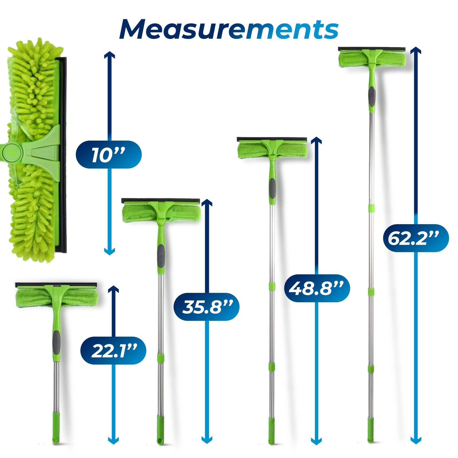 Professional Window Squeegee for Window Cleaning, 2 in 1 Rotatable Window Cle…