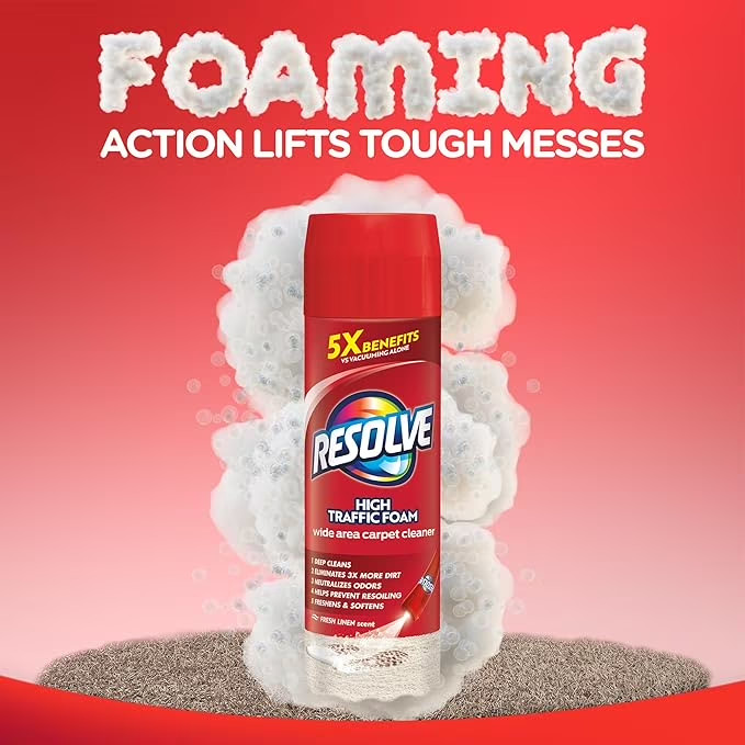 Resolve High Traffic Carpet Cleaner Foam 22 oz Stain & Odor Remover New