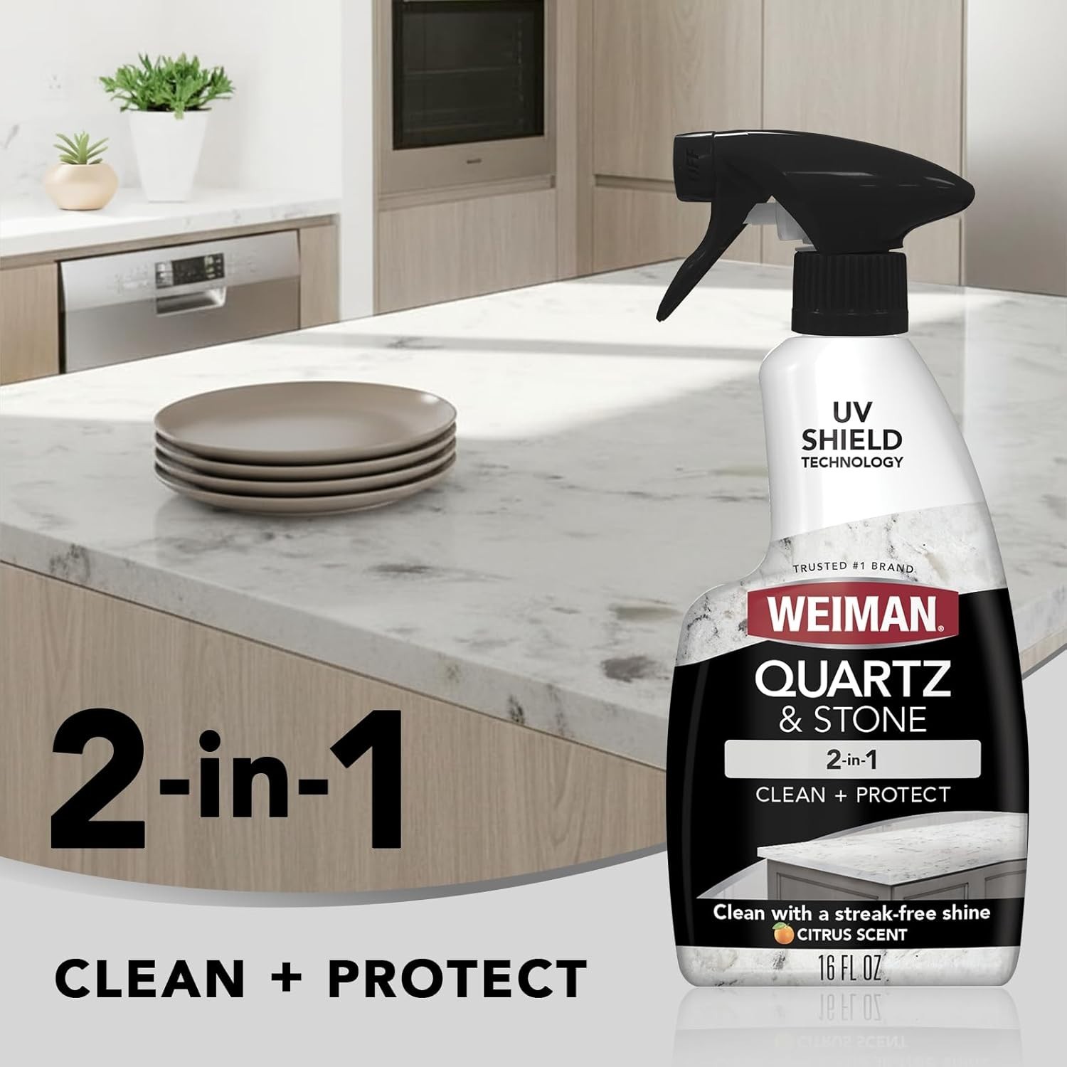 Quartz Countertop Care Essentials: 2 Pack Spray & Micro Towel – Citrus Fresh
