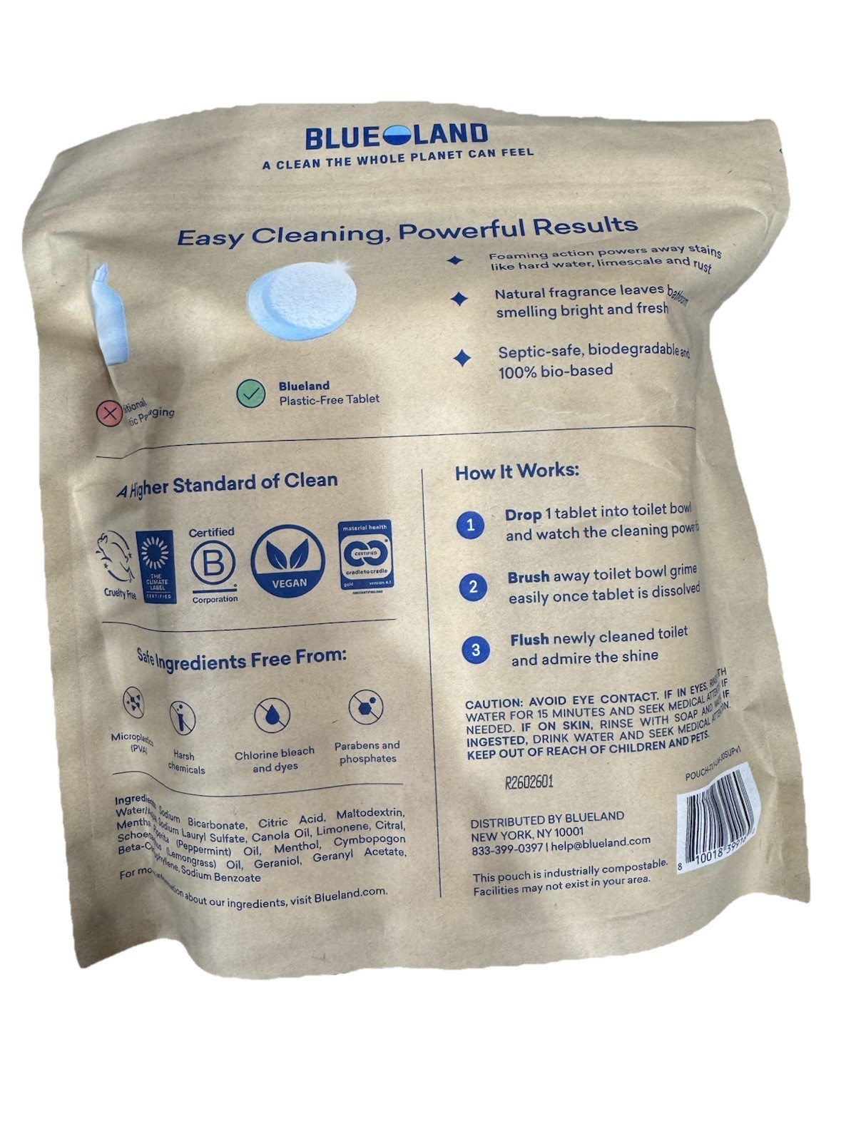 NEW Blueland 3 In 1 Toilet Bowl Cleaner Tablets, Lemon Mint, 30-count
