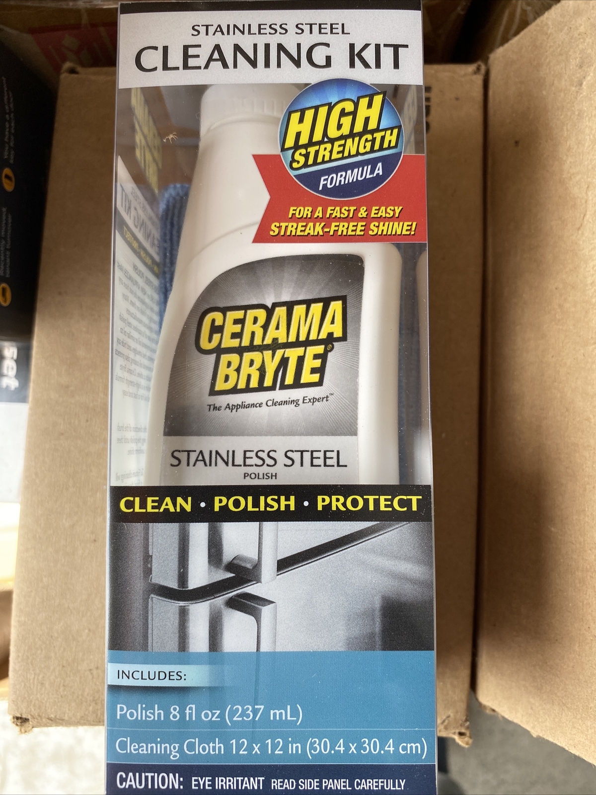 CERAMA BRYTE STAINLESS STEEL CLEANING KIT, 8oz & CLEANING CLOTH