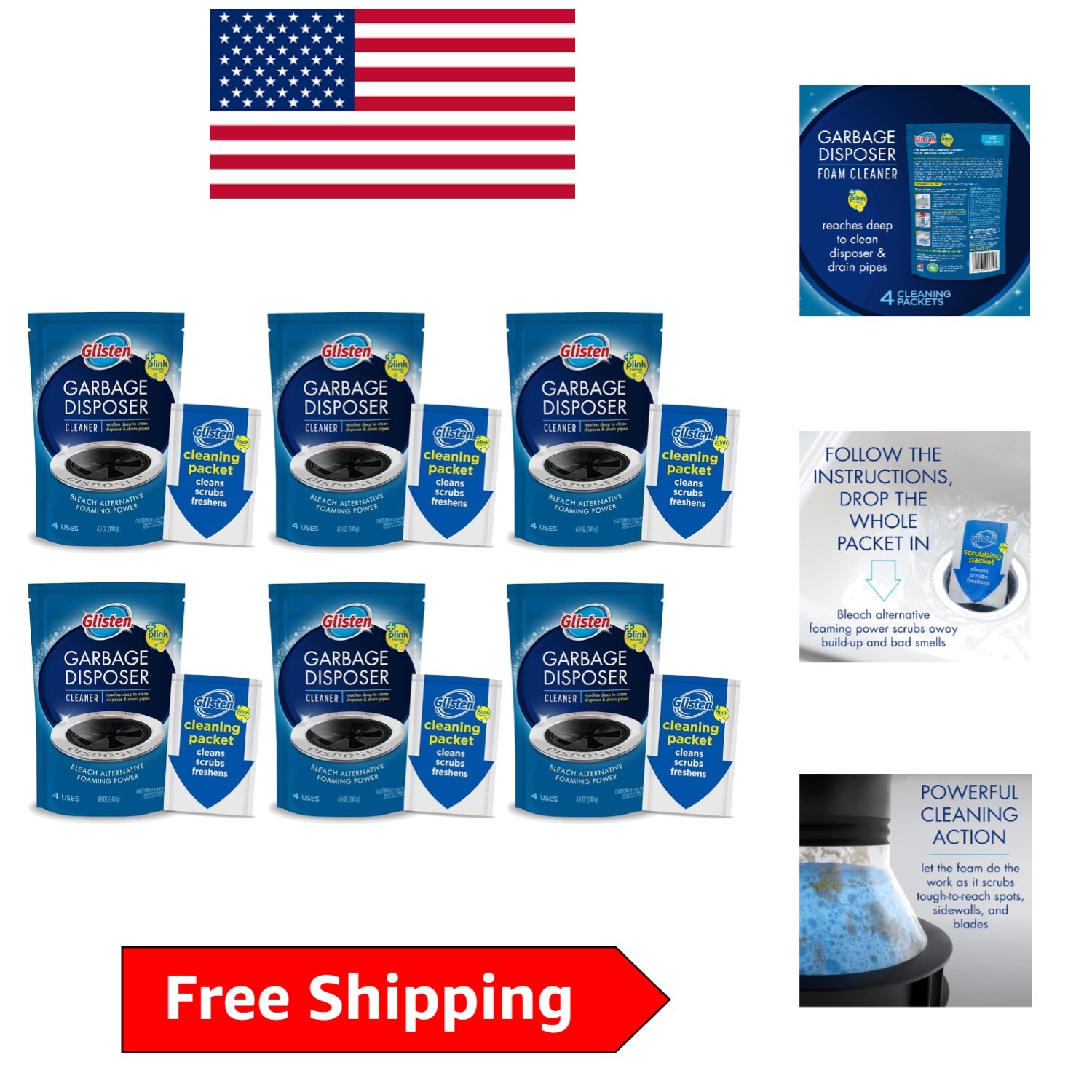 Lemon Scent Garbage Disposer Spray – 6 Biodegradable Foam Pack, Removes Buildup