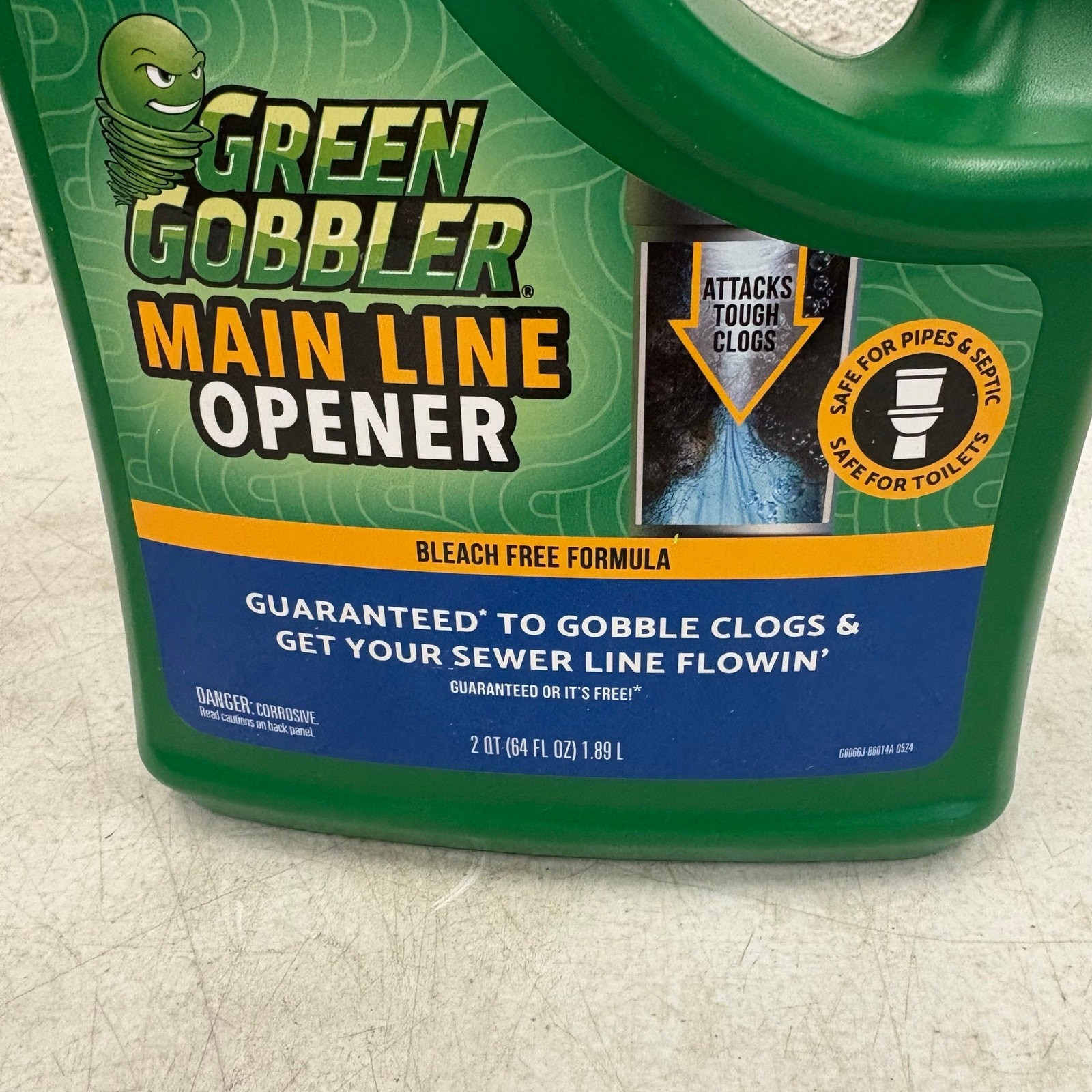 Green Gobbler Main Line & Sewer Clog Remover Drain Cleaner Hair Clog 64 oz
