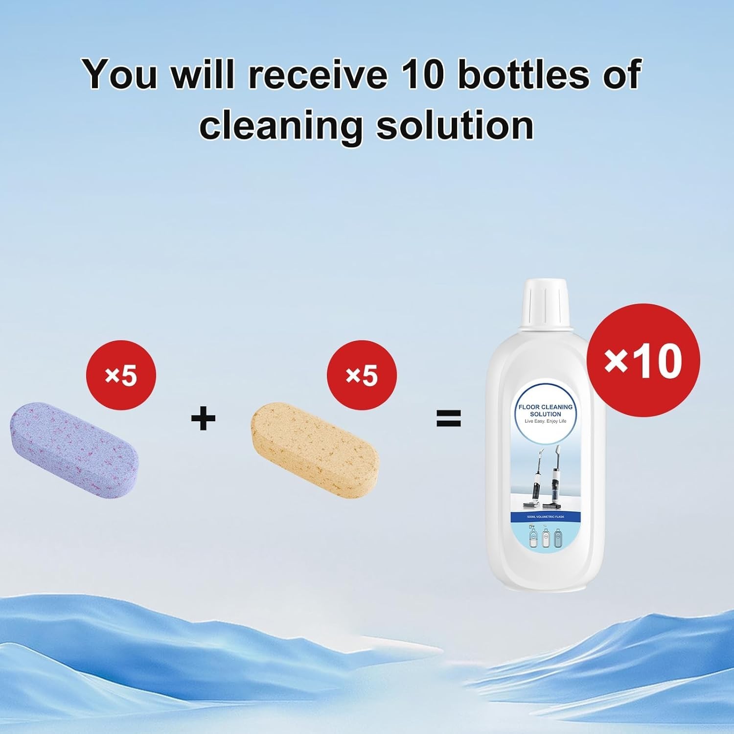 10 Bottles Compatible with Tineco Cleaning Solution Pet 500ml Per Bottle