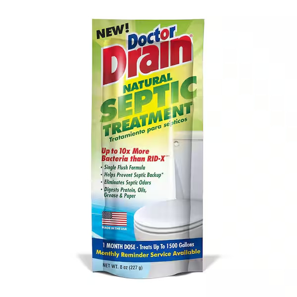 Doctor Drain Septic Tank Treatment for Toilets Sinks and Drains 8 oz.