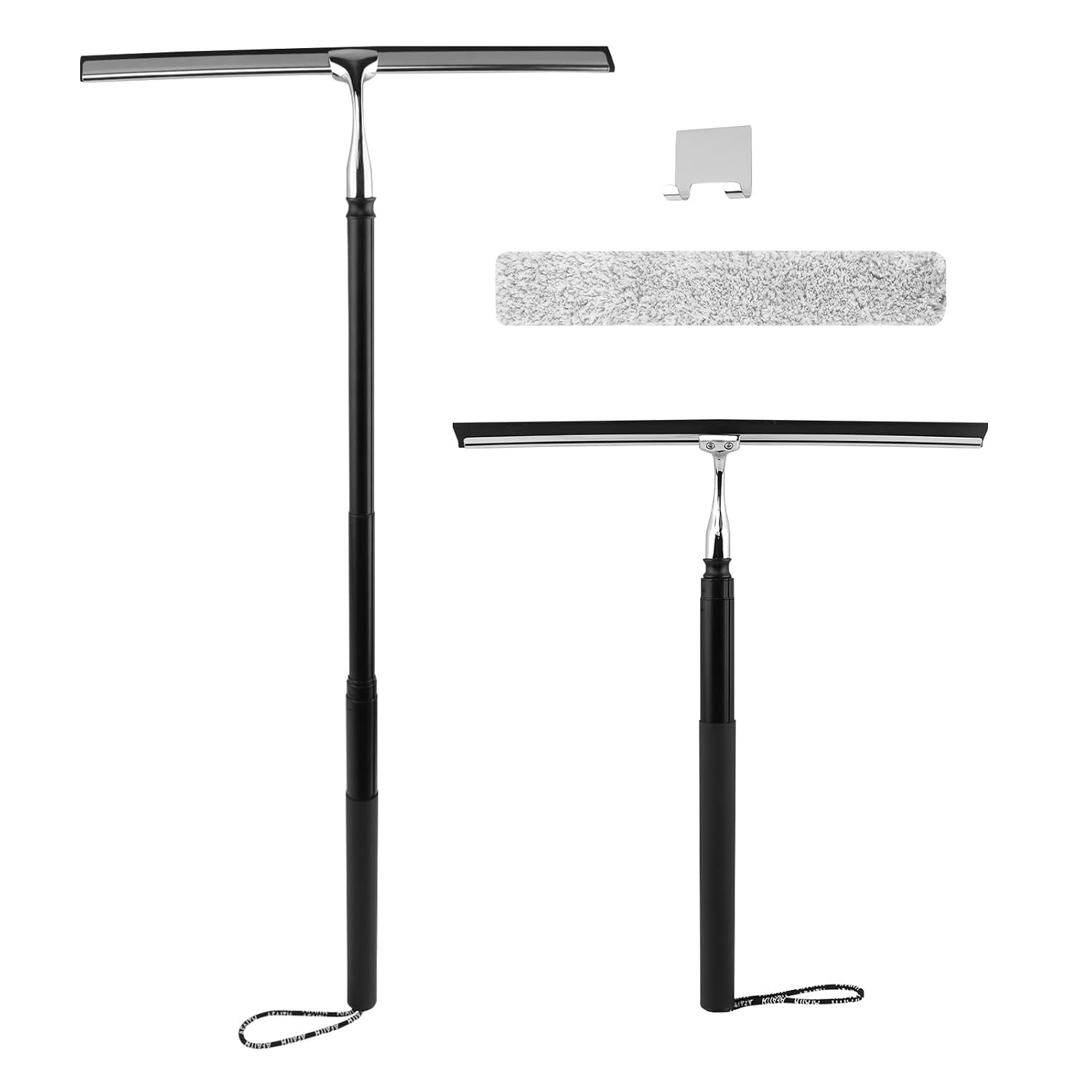 Telescopic Shower Squeegee with Long Handle and Adhesive Hook 16.93″ to 59.84