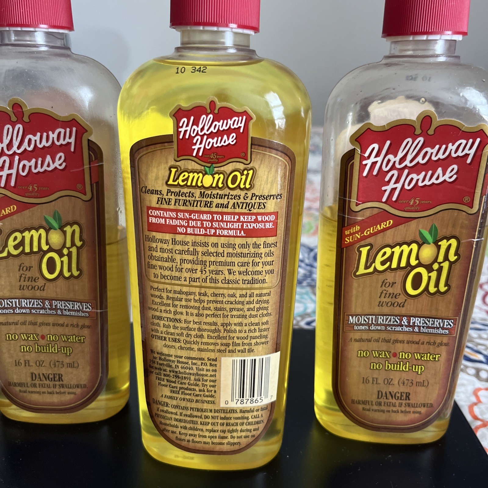 3 Holloway House LEMON OIL Fine Wood Cleaner Moisturize Preserve W/ Sun Guard
