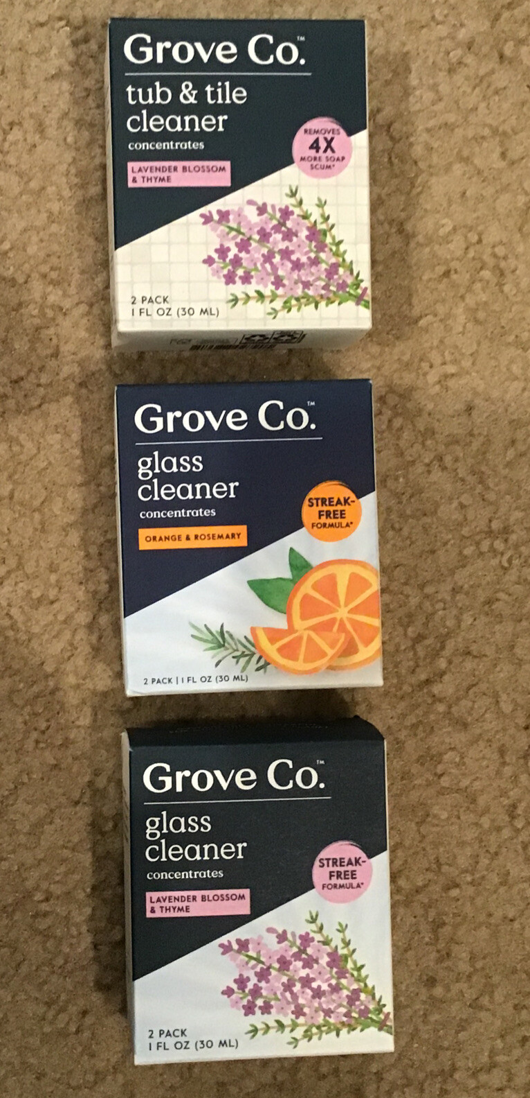 🔥 3 Pk – Glass Tub Tile cleaner Biobase REFILLS Lavender Thyme Orange Rosemary