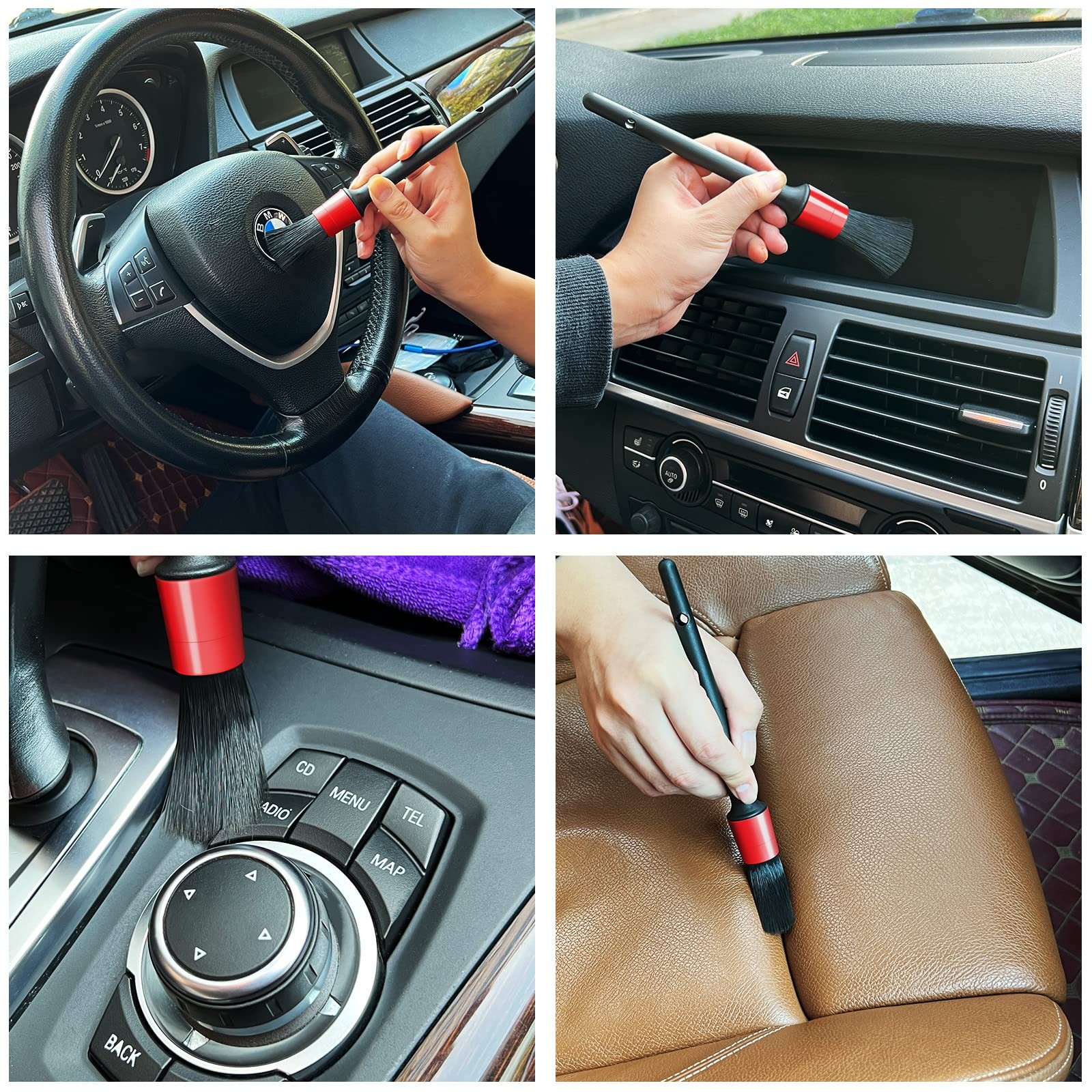 10pc Car Detailing Brush Kit Interior Exterior Cleaning Set with Wire Brushes