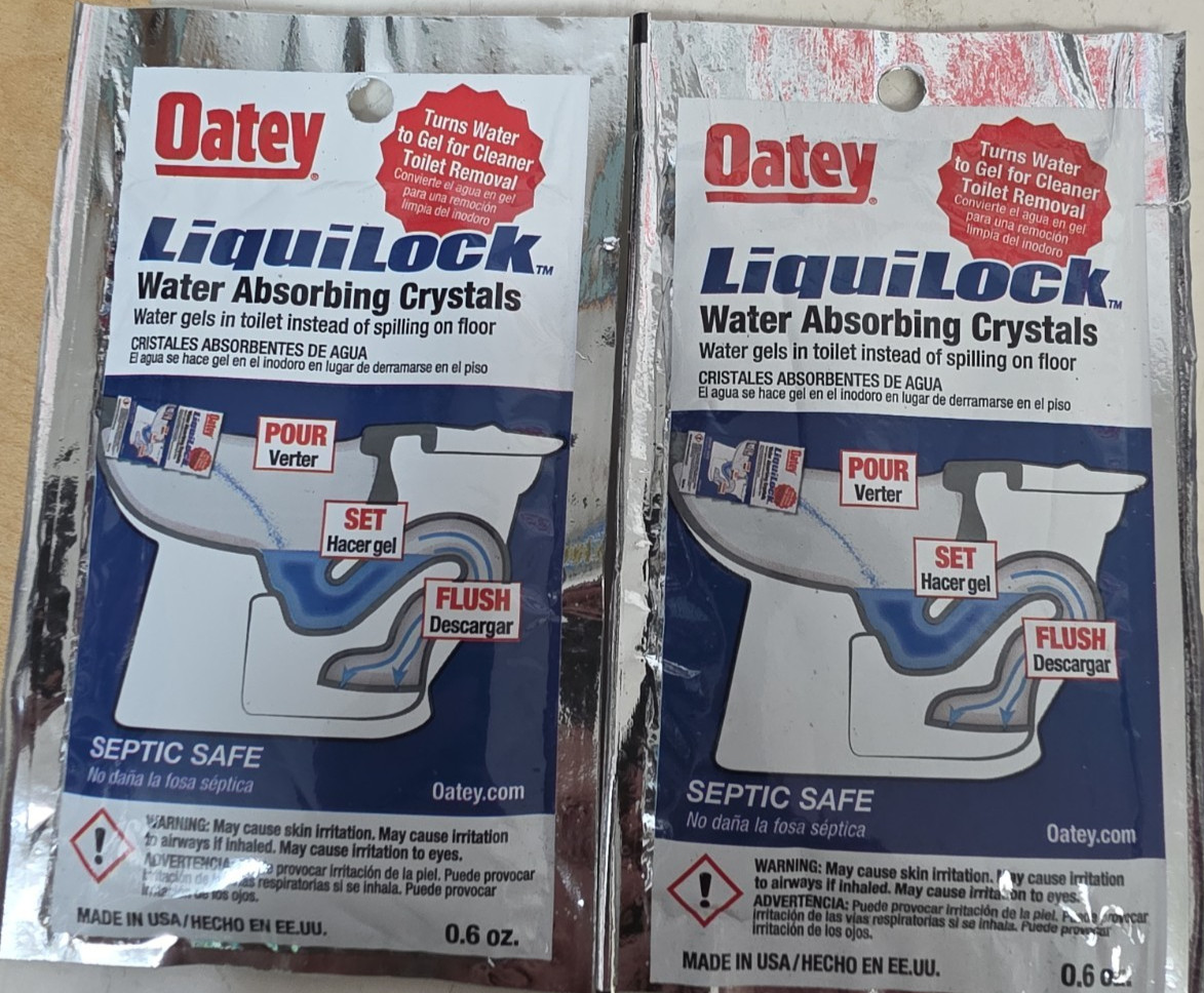 Oatey LiquiLock Water Absorbing Crystals/Lot of 2 bags/ 0.6 Oz