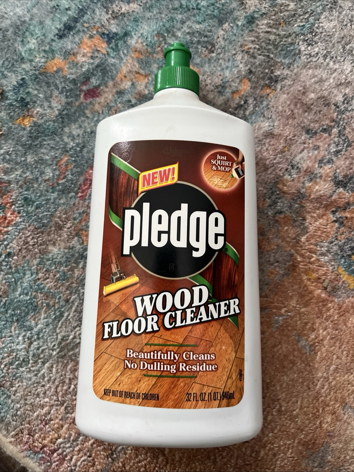 VTG SC Johnson Pledge Wood Floor Cleaner 1996 Original Formula 32oz Squirt&Mop