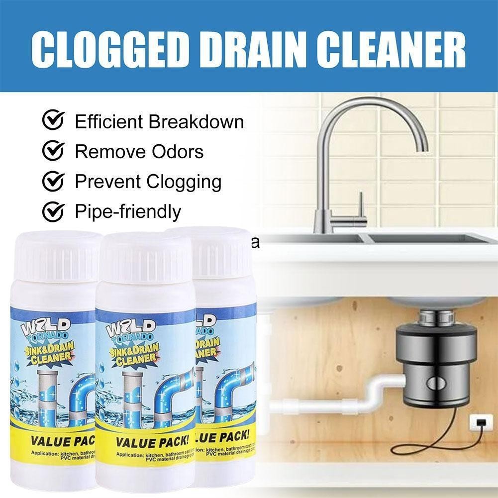3x Fast Drain Remover Hot Sink Pipe Dredge Quick Foaming Cleaner 3.9 oz/ 110 g