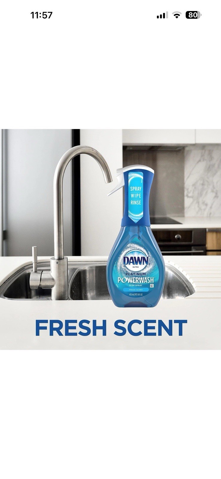 Dawn Platinum Powerwash Dish Spray Refills 16oz Fresh Scent (8 Pack)